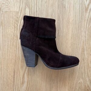 Rag & Bone Dark Maroon/Wine Suede Heeled Ankle Boots - Retail $475!
